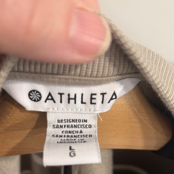 Athleta Crewneck Sweater in Beige and White Stripes - Picture 2 of 5